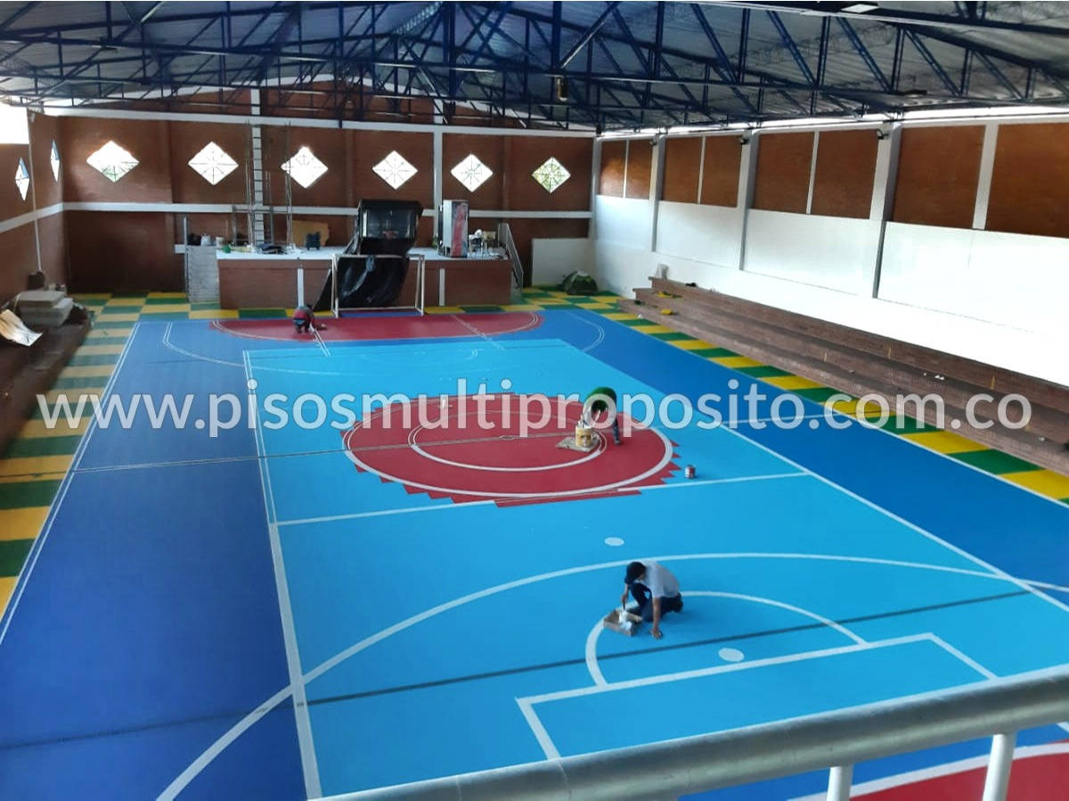 Piso MultiUsos cancha coliseo municipal. Santander - 2020